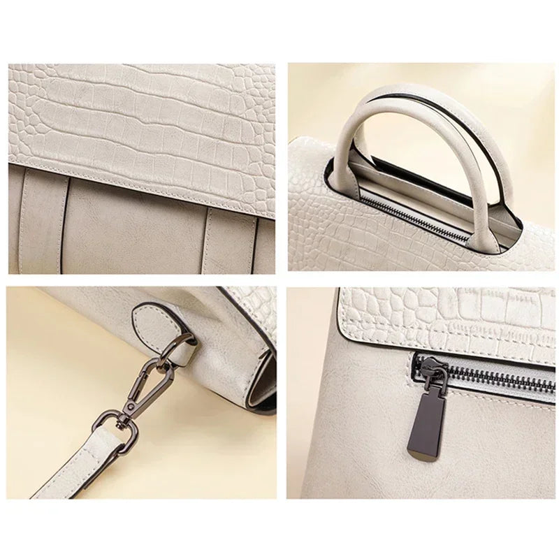 Women’s Genuine Cowhide Leather Crossbody Bag – Luxury Retro Shoulder Handbag, Large Capacity Casual Purse for Ladies
