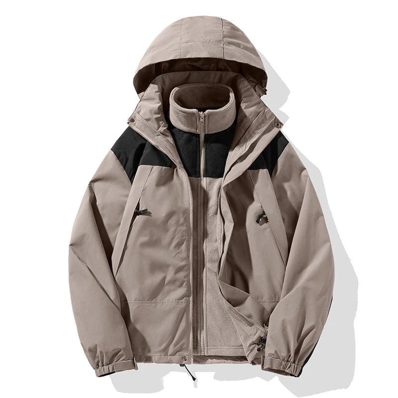 Unisex 3-in-1 Outdoor Jacket – Waterproof & Breathable Warm Winter Coat for Camping, Hiking & Skiing