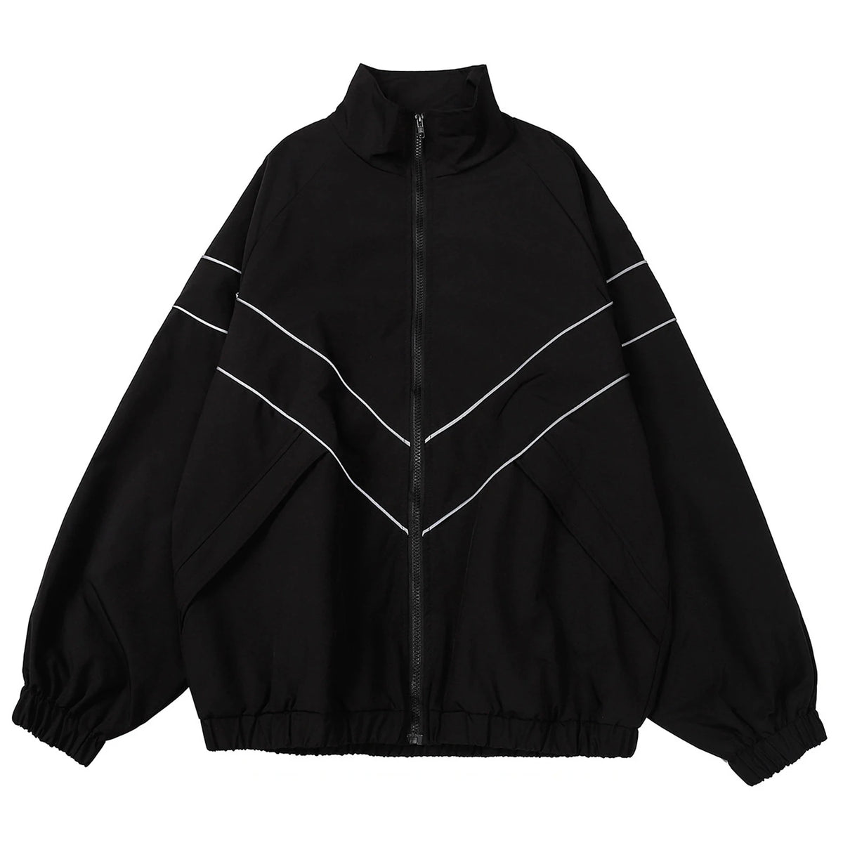 Men’s Reflective Stripe Windbreaker Jacket – Hip Hop Streetwear Zip-Up Sports Coat