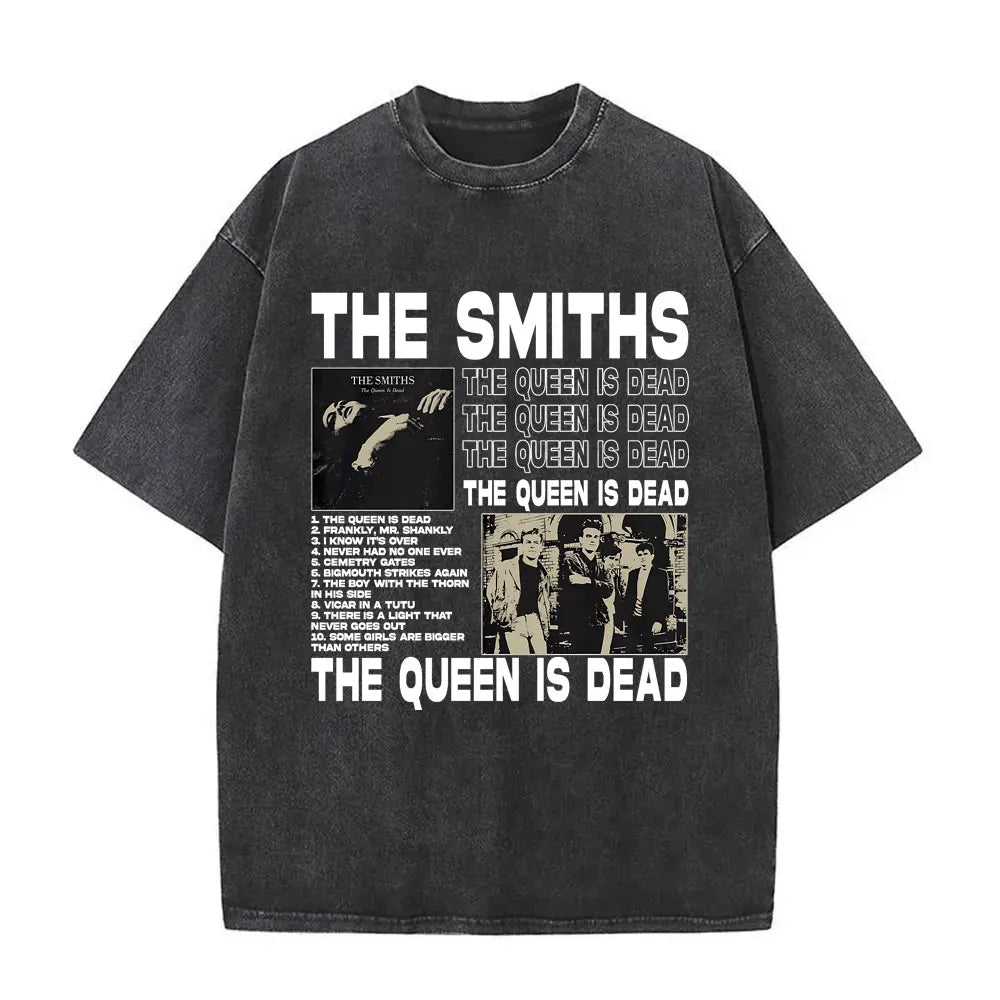 Unisex The Smiths Graphic T-Shirt – Funny Cat Retro Washed Tee | 1980s Indie Rock Vintage Streetwear