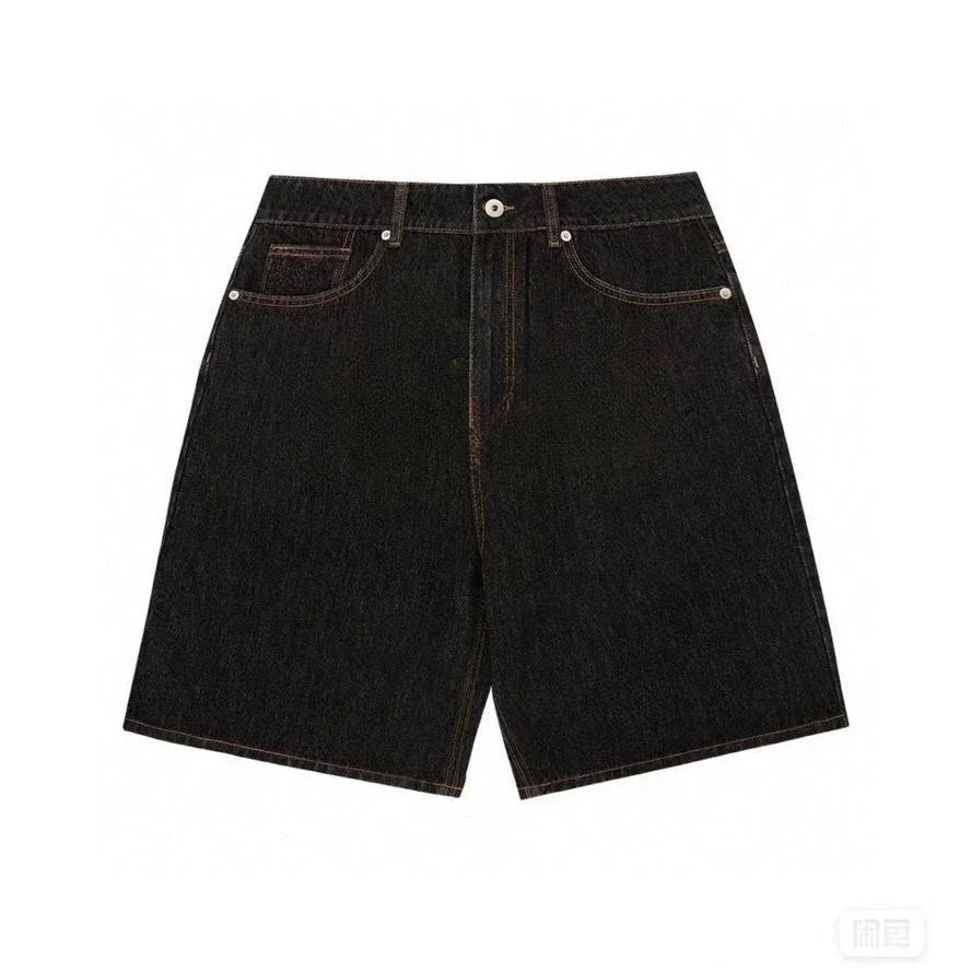 Y2K Hip-Hop Printed Denim Shorts – Harajuku Gothic Streetwear