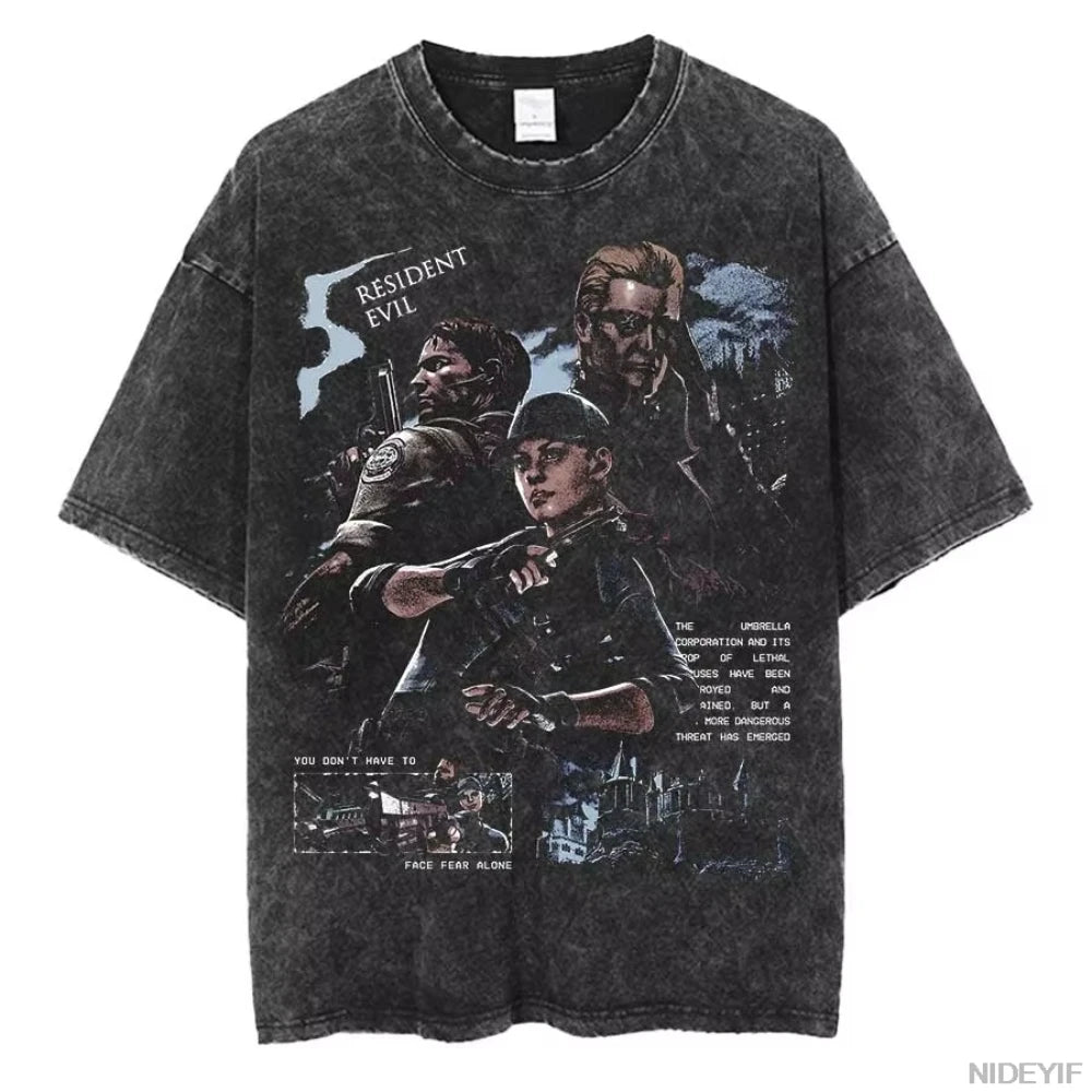 Unisex Leon Kennedy Graphic T-Shirt – Oversized Short-Sleeve Tee | Retro Biohazard-Inspired Fan Streetwear