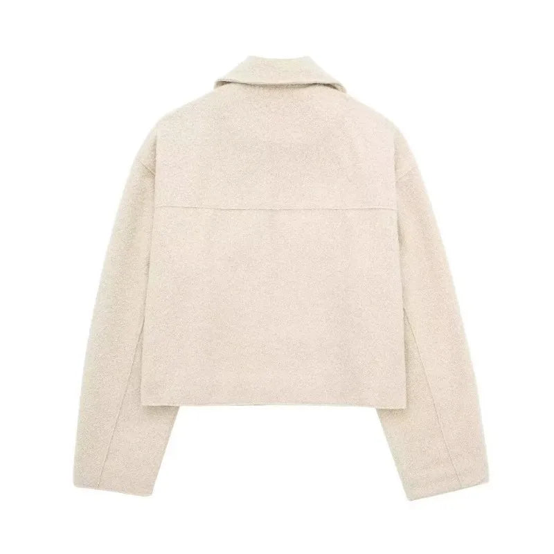 Women’s Winter Tweed Jacket – Warm Fleece-Lined Suede-Style Zip-Up Coat, Stylish Autumn & Winter Outerwear