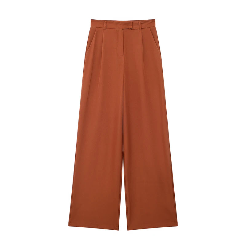 Willshela Women’s High-Waist Pants – Front Zipper Straight-Leg Trousers