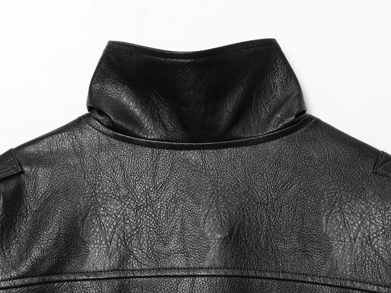 Women’s Oversized Faux Leather Bomber Jacket – Winter Fashion Coat
