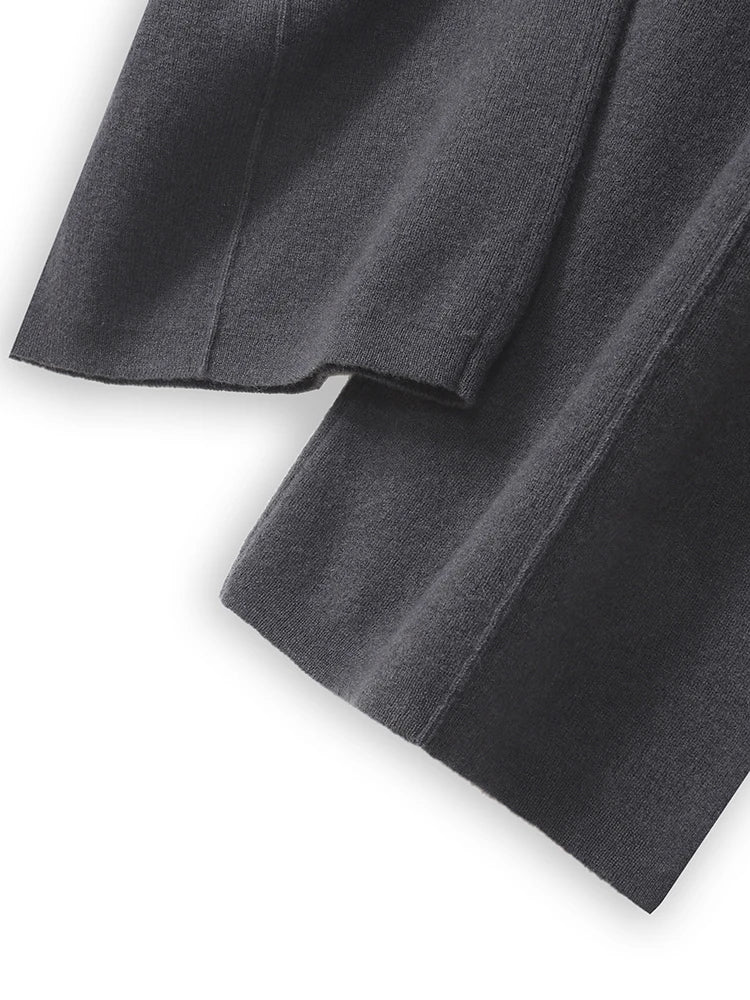 Women’s Merino Wool Wide Leg Pants – Soft Warm Knitted Casual Winter Trousers