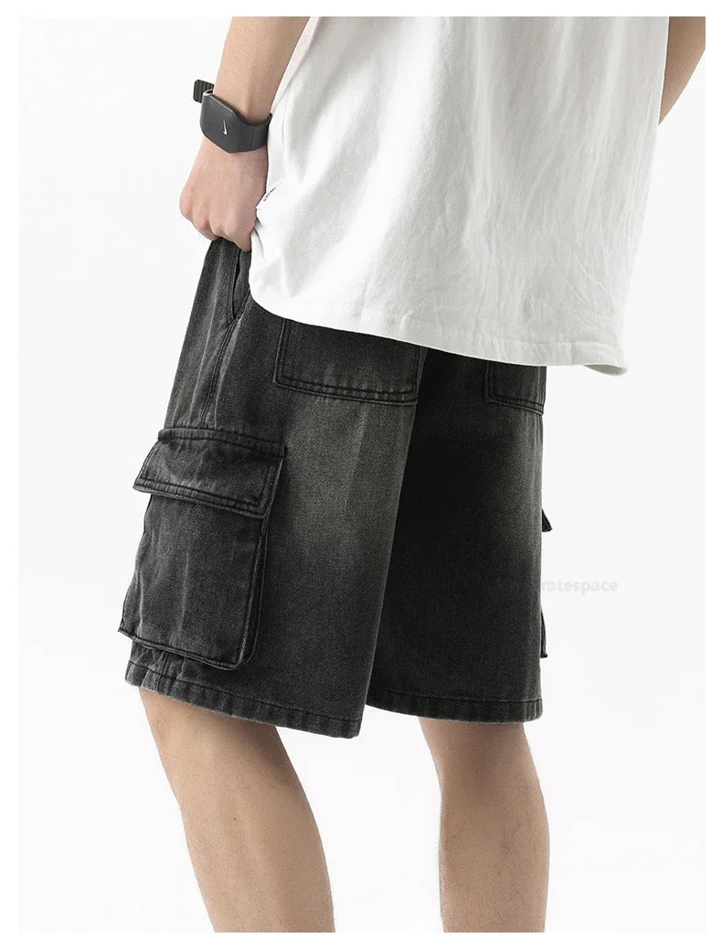 Men's Summer Denim Shorts – Loose Straight Leg Multi-Pocket Casual