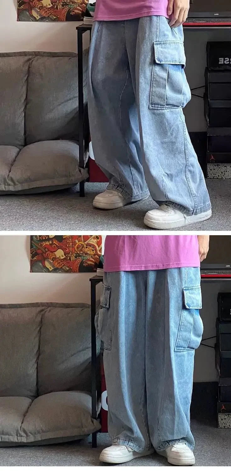 Men's Baggy Harajuku Jeans – Oversized Wide Leg Hip Hop Streetwear Denim