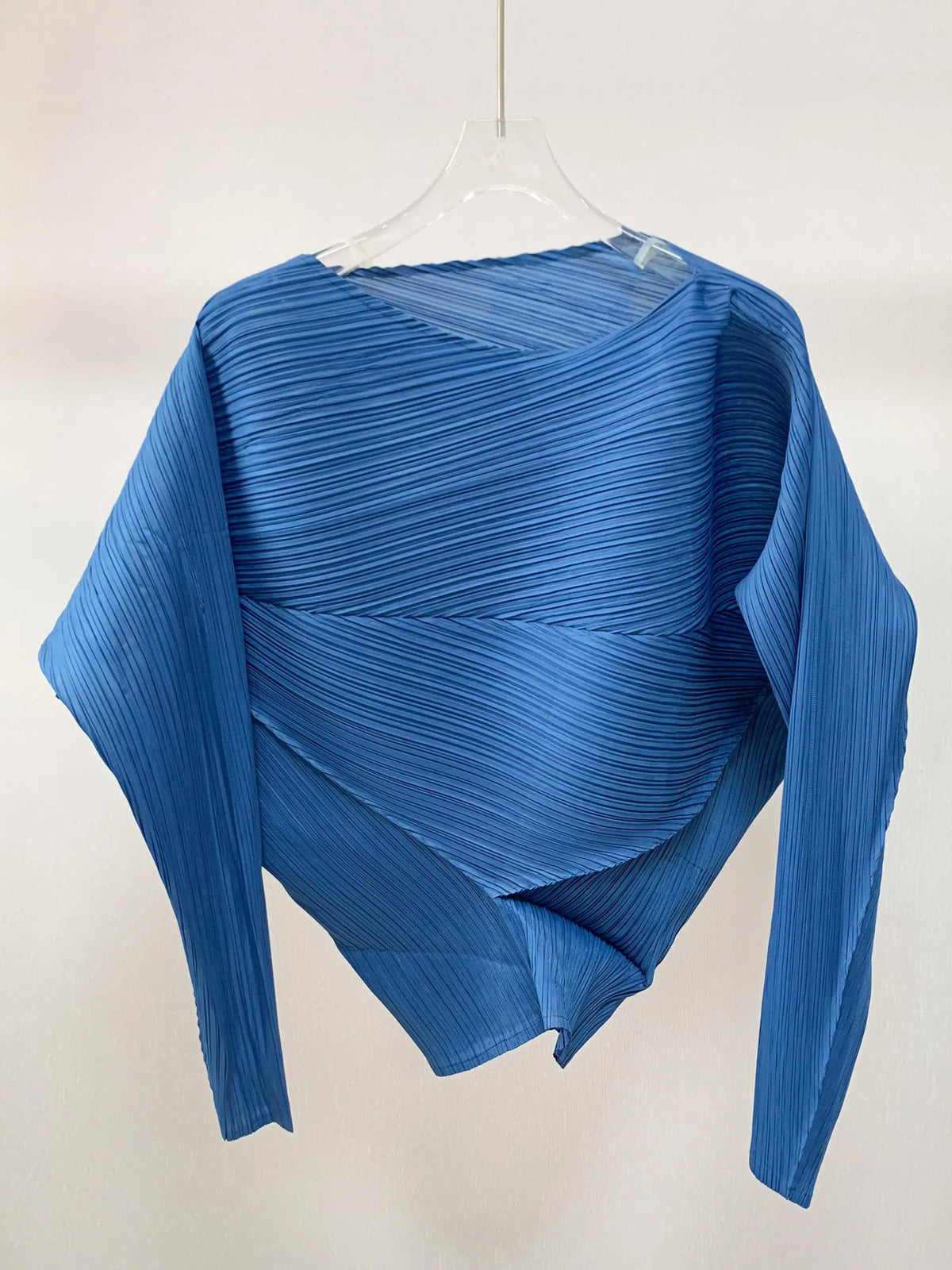 Women’s Miyake Pleated T-Shirt – Solid Color Slim-Fit Spring Top