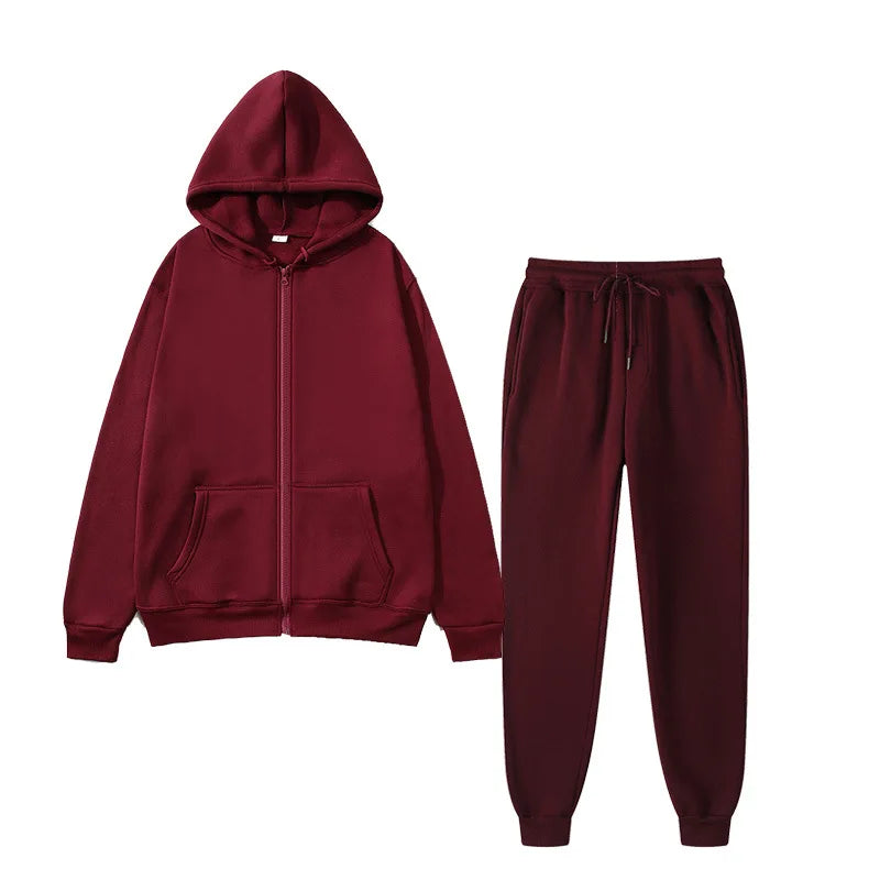 Unisex Winter Sportswear Set – Warm Hooded Zipper