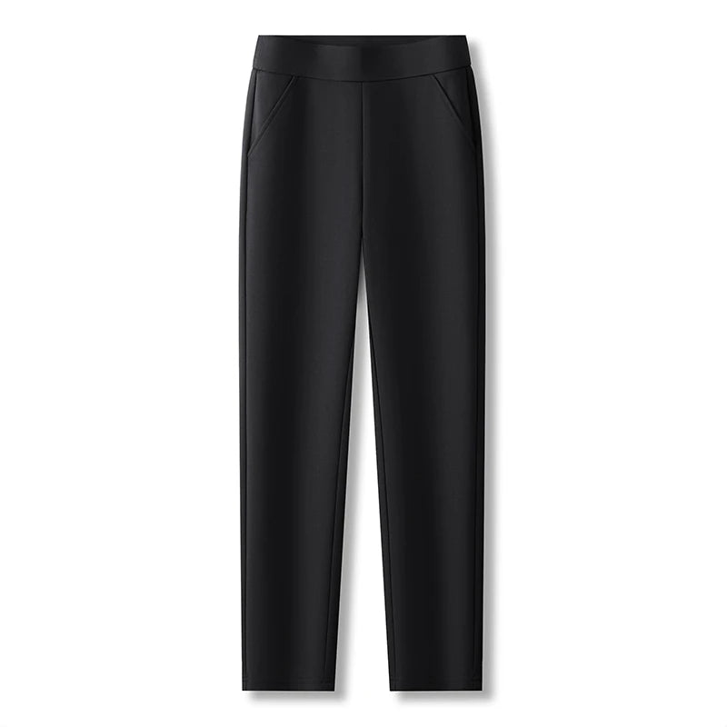 Women’s High-Waist Straight-Leg Pants – Elastic Work Trousers