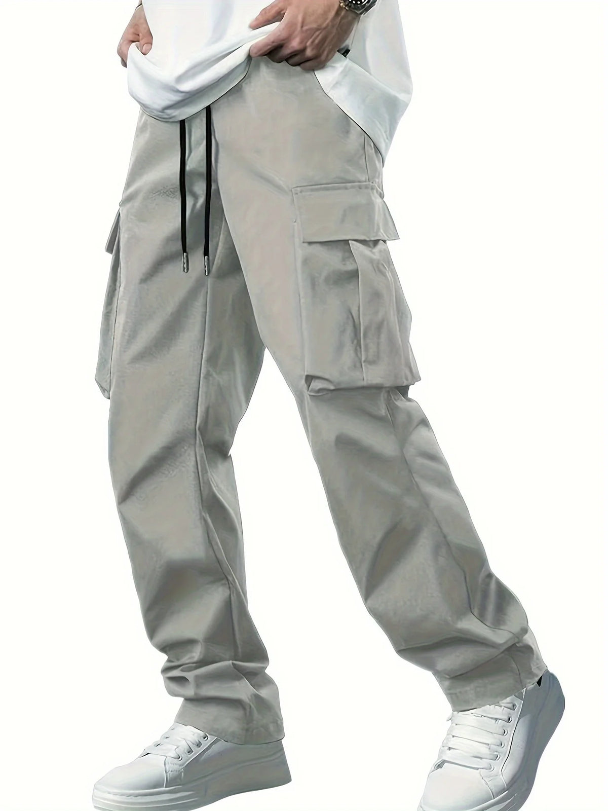 Men’s Premium Workwear Pants – Loose Straight Fit Utility Cargo Trousers with Functional Pockets