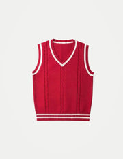 Men’s Striped Knit Vest – V-Neck Sleeveless Sweater Waistcoat | Casual Layering Top for Smart & Streetwear Looks