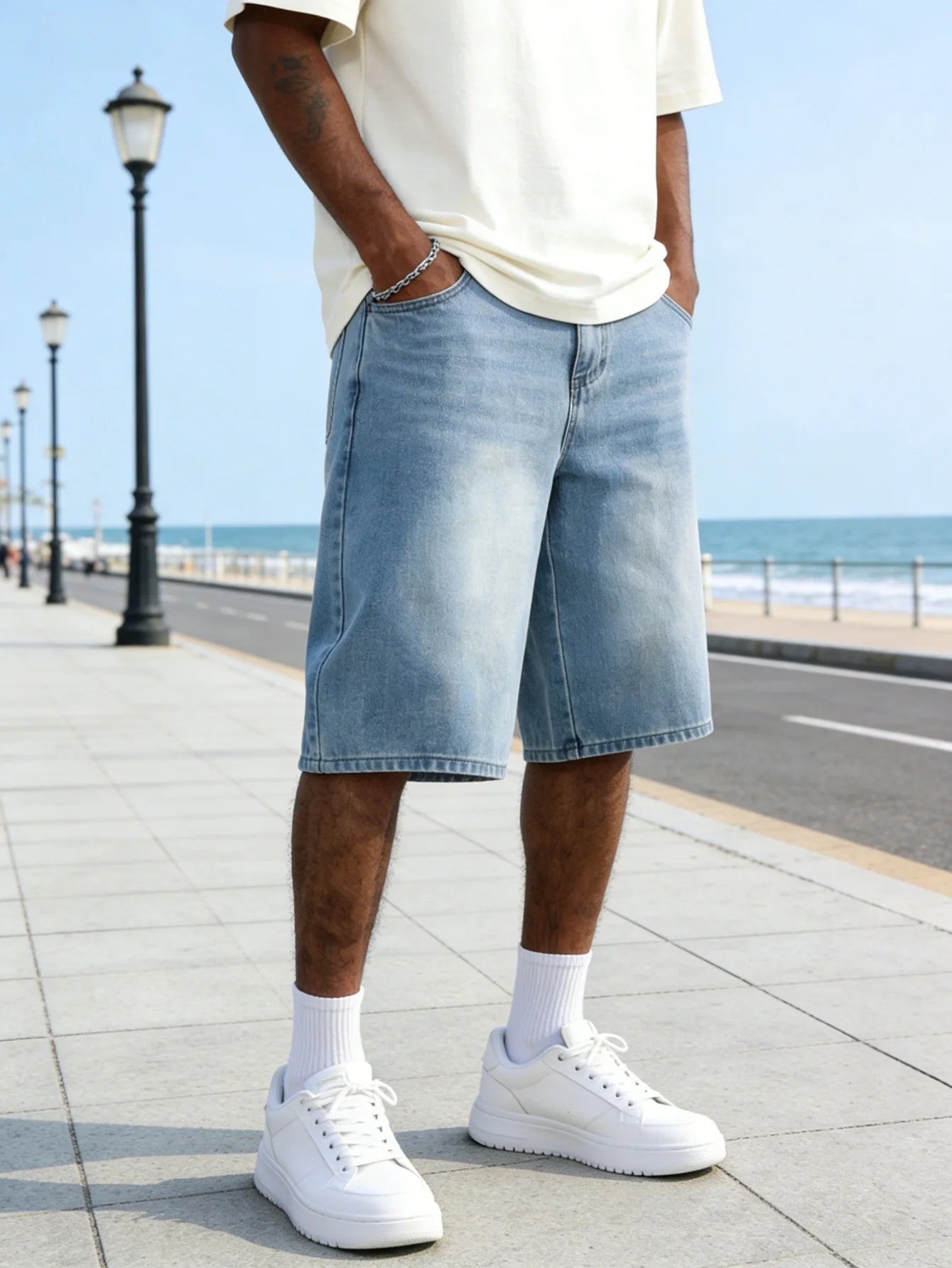 Men's Summer Loose Blue Denim Shorts – Casual Lightweight Jorts