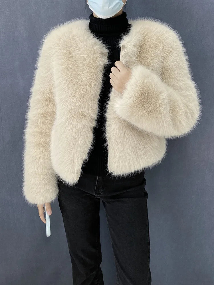Women’s Luxury Faux Fur Jacket – Fluffy Short Winter Coat, Chic Street Fashion Outerwear