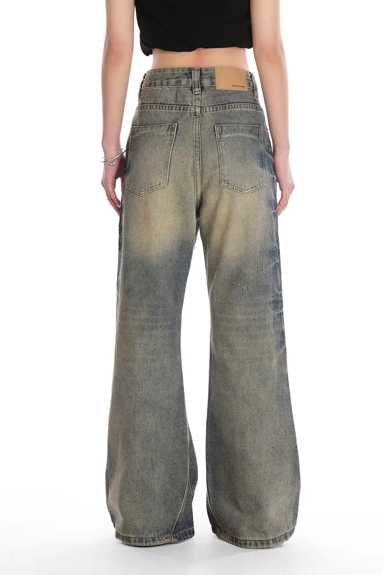 Retro American Painted Distressed Loose Straight Leg Jeans