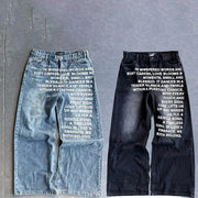 Y2K men Jeans vintage American Pattern letter jeans