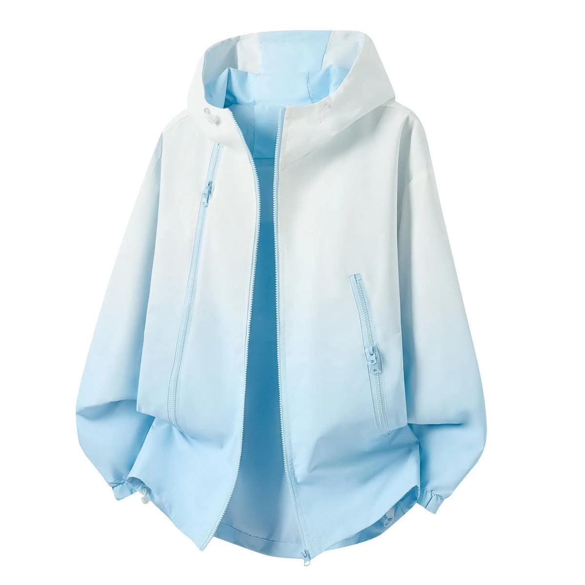 Unisex Gradient Hooded Windbreaker Jacket – Loose-Fit Waterproof & Windproof Outdoor Casual Coat