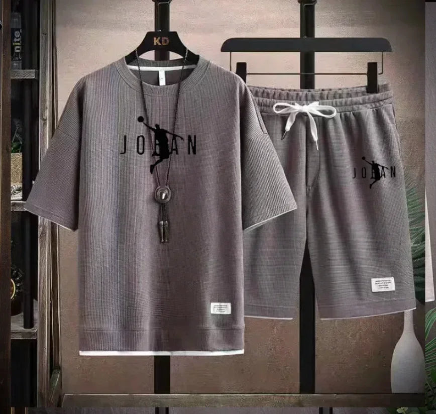 Men's Summer 2-Piece Suit – T-Shirt & Blazer Shorts Set