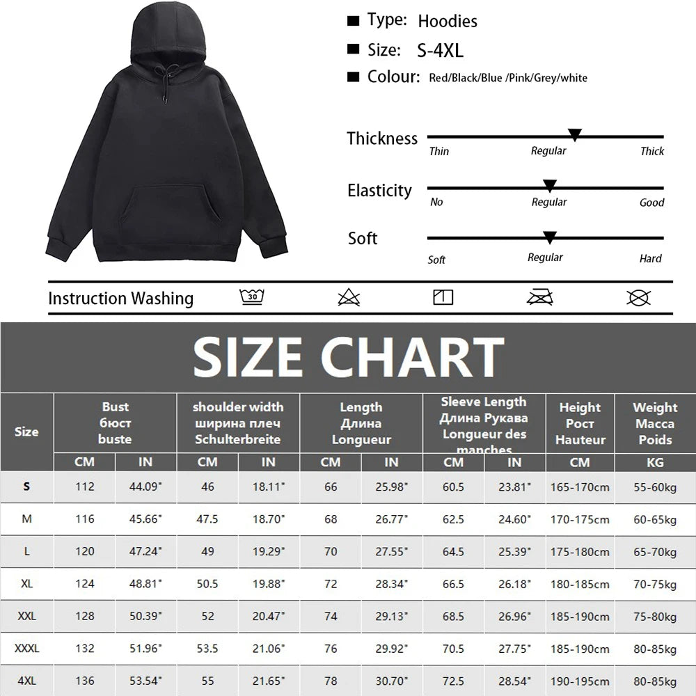 Unisex Oversize Solid Color Hoodie – Casual Pullover Sweatshirt for Spring & Autumn