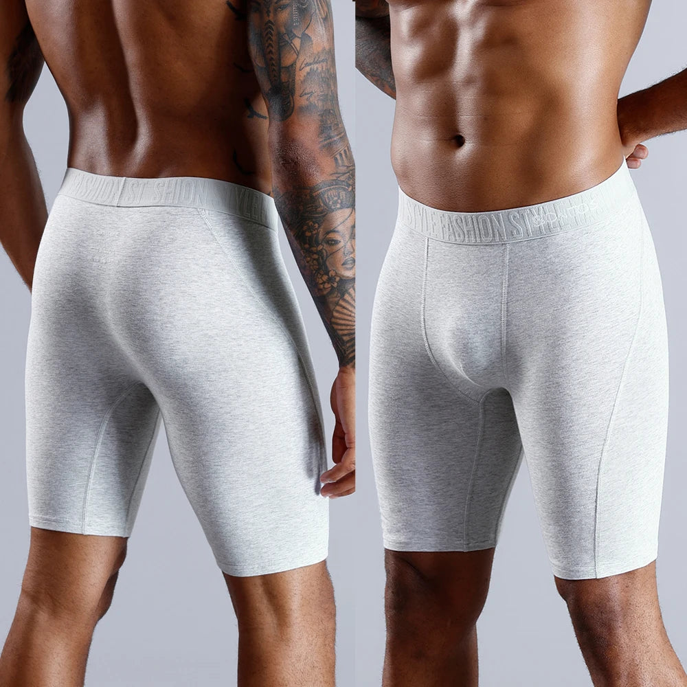 Luxury Style Men’s Boxer Shorts – Soft Cotton Long Leg Underwear, Stretchy & Comfortable Fit