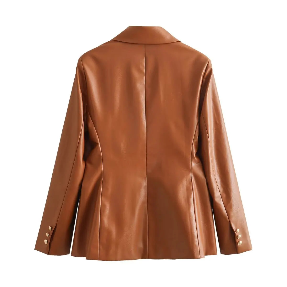 Women’s Premium Leather-Look Blazer – Elegant Long-Sleeve Suit Jacket | Versatile Autumn Fashion