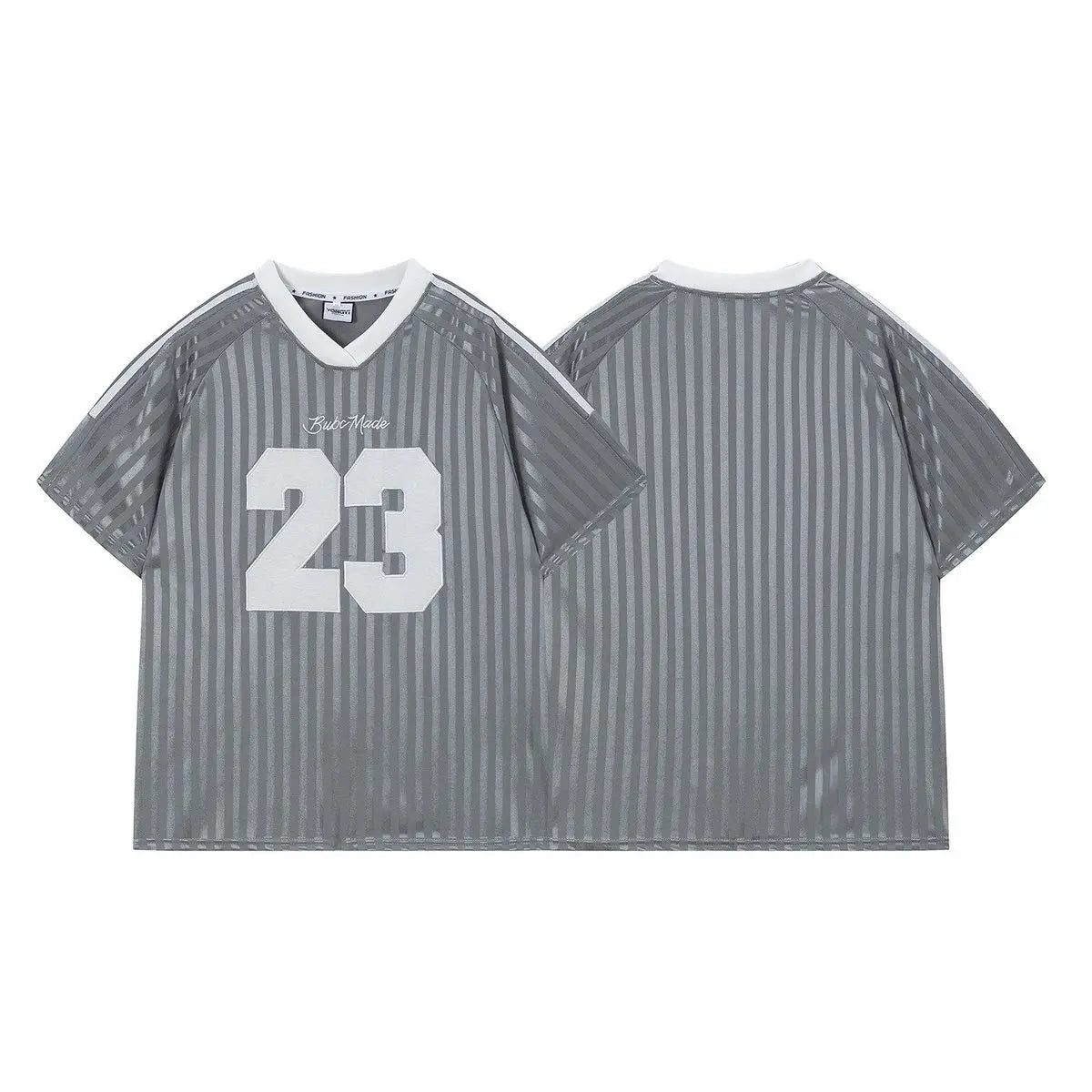 American Sports No.23 Unisex T-Shirt – V-Neck Striped Graphic Loose Fit Top