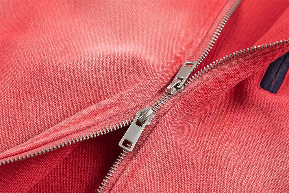 Block Cargo Jacket Mens Ripped Spring Retro High Street Long Sleeve Outerwear Men