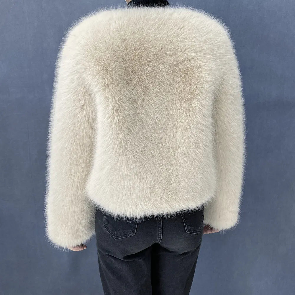 Women’s Luxury Faux Fur Jacket – Fluffy Short Winter Coat, Chic Street Fashion Outerwear