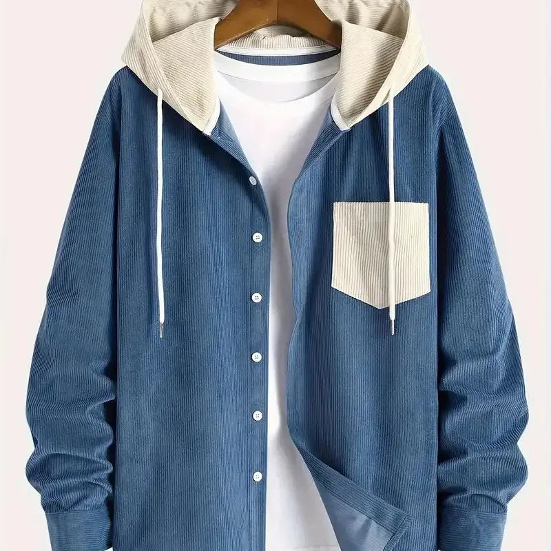Men’s Corduroy Hooded Jacket – Casual Zip-Up Spring & Autumn Outerwear, Comfortable Everyday Commuting Coat