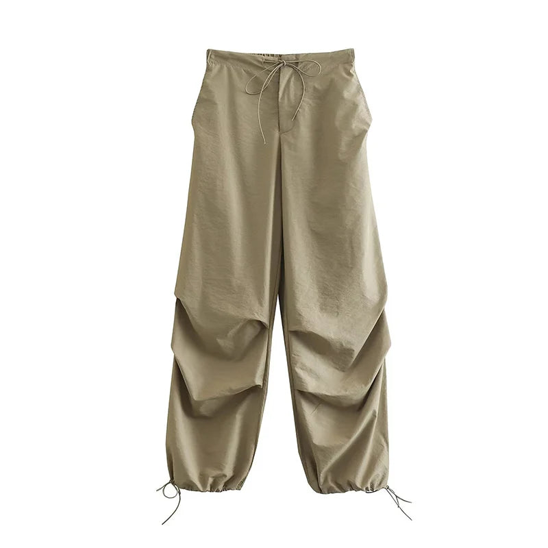 Women’s High-Waist Cargo Parachute Pants – Chic Jogger Trousers