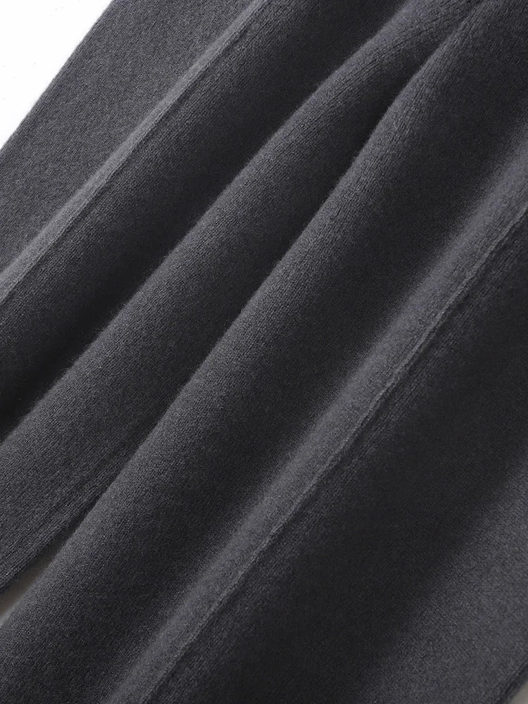 Women’s Merino Wool Wide Leg Pants – Soft Warm Knitted Casual Winter Trousers