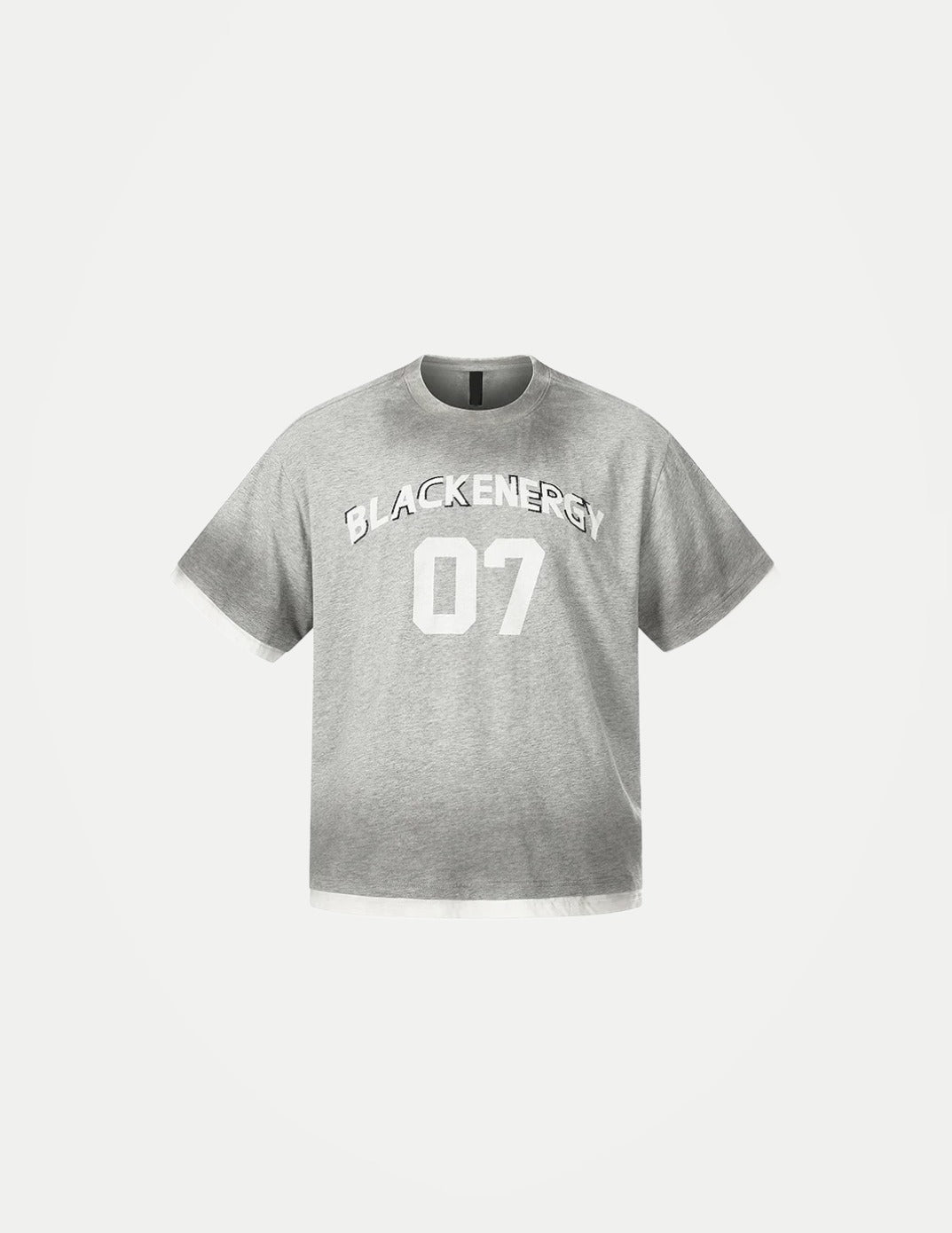 Men’s Retro Letter Print T-Shirt – Loose Fit Cotton Short Sleeve Fake Two-Piece Casual Tee