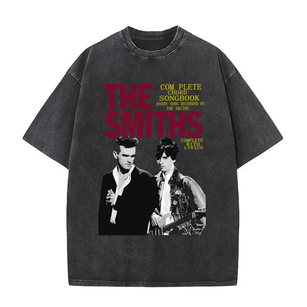 Unisex The Smiths Graphic T-Shirt – Funny Cat Retro Washed Tee | 1980s Indie Rock Vintage Streetwear