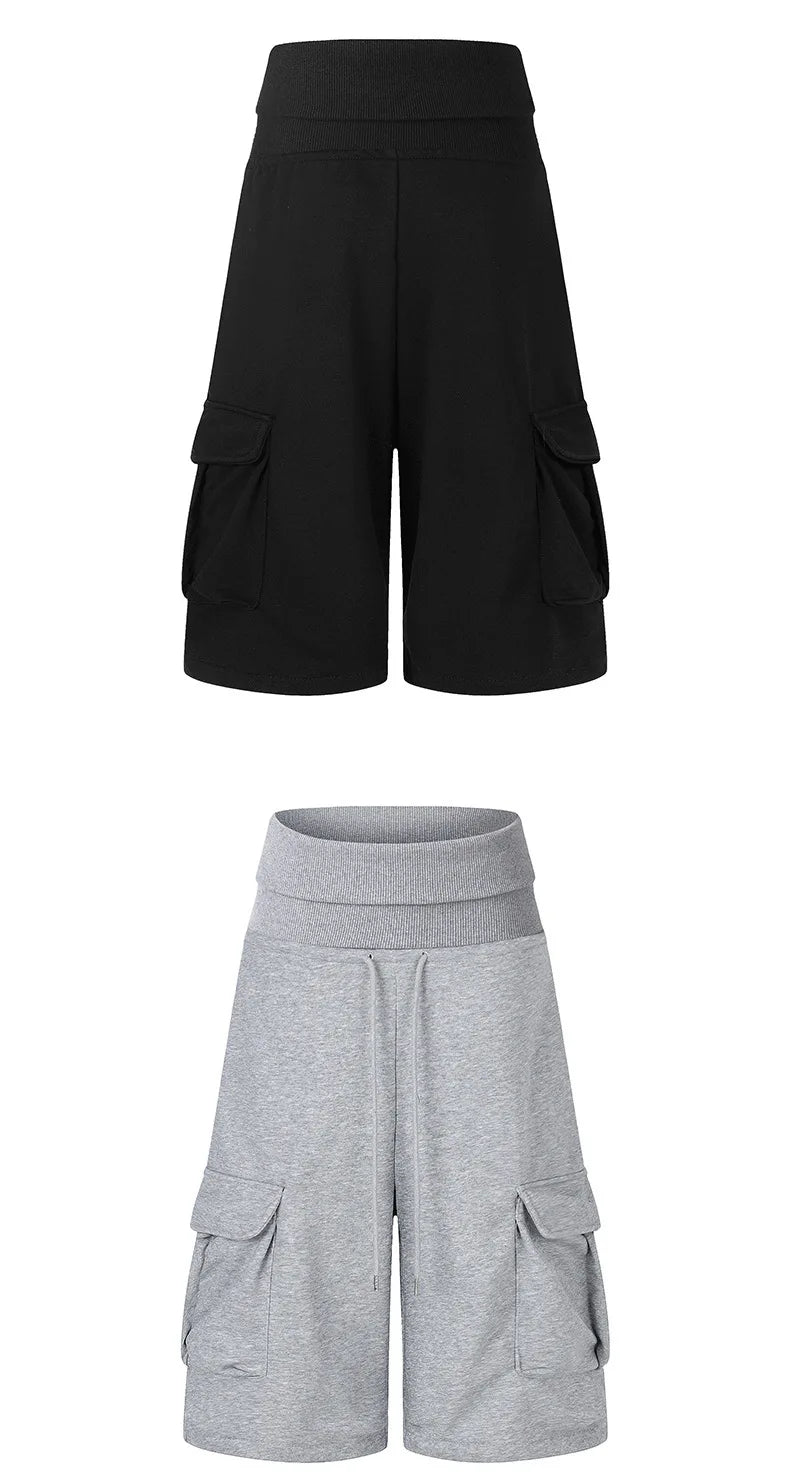 Women’s Summer Wide-Leg Pants – Loose Drapey Casual Trousers with Pockets, American-Style Sporty Streetwear