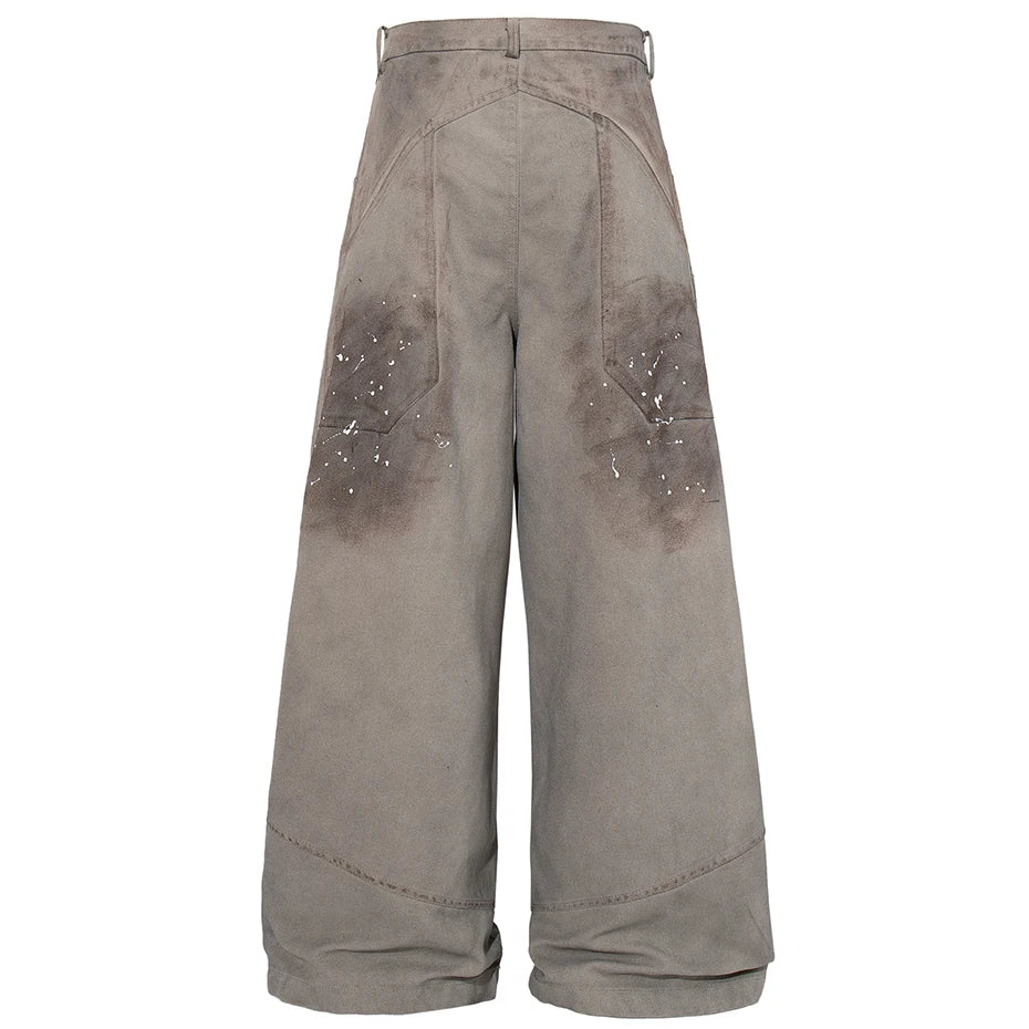 Men’s Vintage Baggy Jeans – Pleated Patchwork Wide-Leg Denim Pants | Harajuku Hip-Hop Streetwear