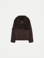 Laur Women’s Oversized Faux Fur Jacket – Short Loose Coat with Curly Fur Collar, Casual Autumn & Winter Outerwear