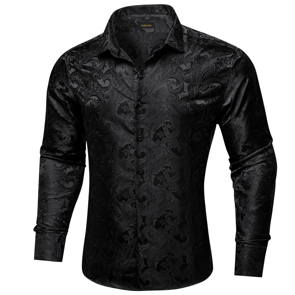 Men’s Paisley Dress Shirt – Long Sleeve Turn-Down Collar Formal Shirt