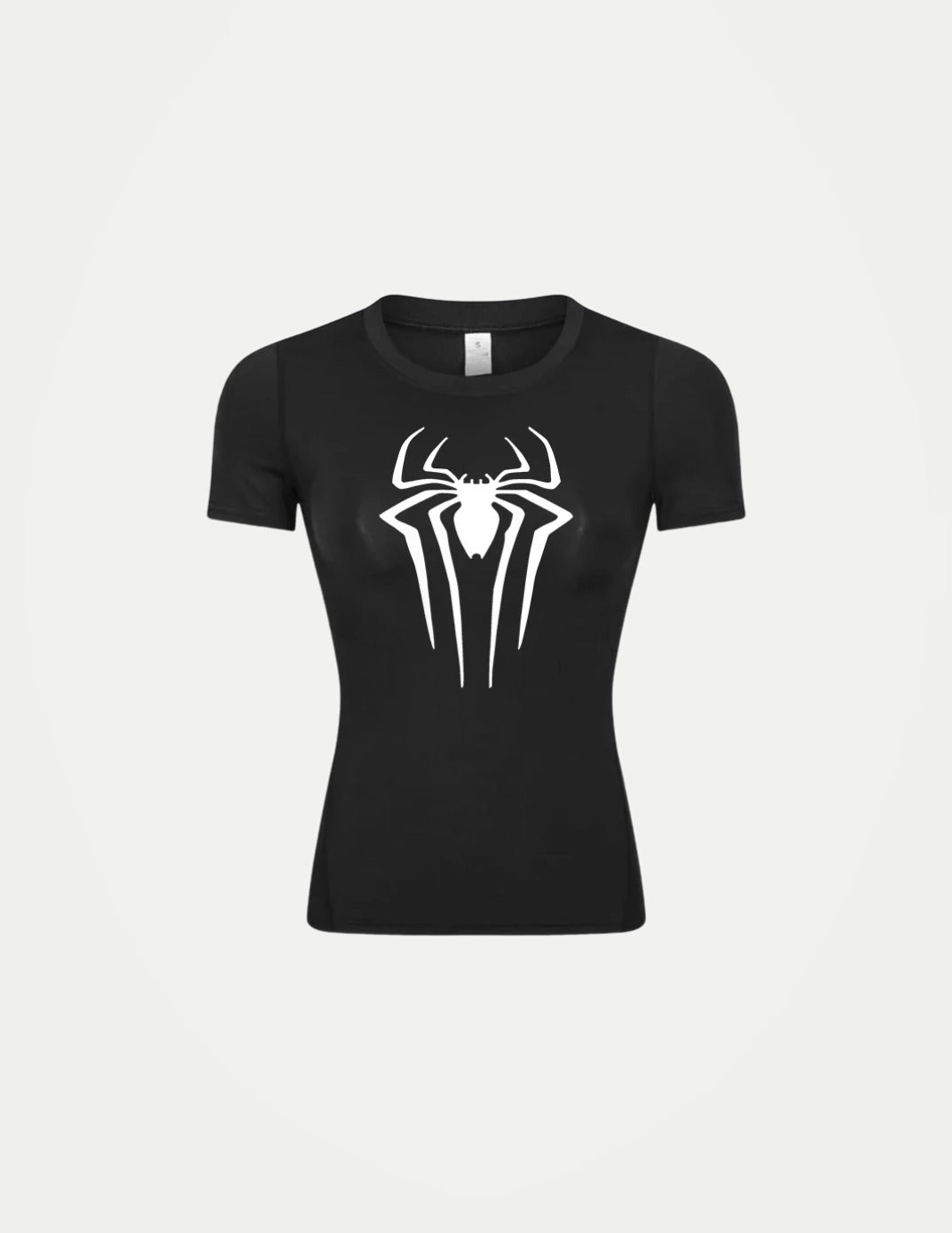 Women’s Spider Print Compression Shirt – Short Sleeve Athletic Top for Running, Gym & Yoga