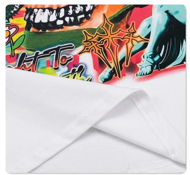 Men's Skull Soldier Printed T-Shirt – Oversized Retro Streetwear Summer Tee