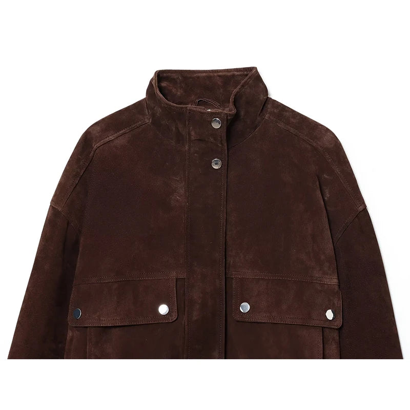 Women’s Autumn Slim Fit Jacket – Warm Streetwear Coat with Big Pocket