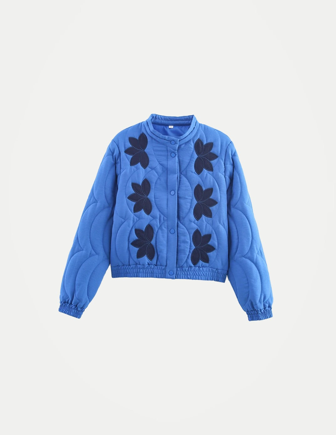 Women’s Vintage Quilted Jacket – Floral Embroidery Stand Collar Long Sleeve Casual Coat, Autumn Outerwear