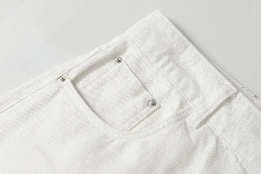 Men’s White Cargo Shorts – Baggy Loose-Fit Wide-Leg Summer Casual Shorts