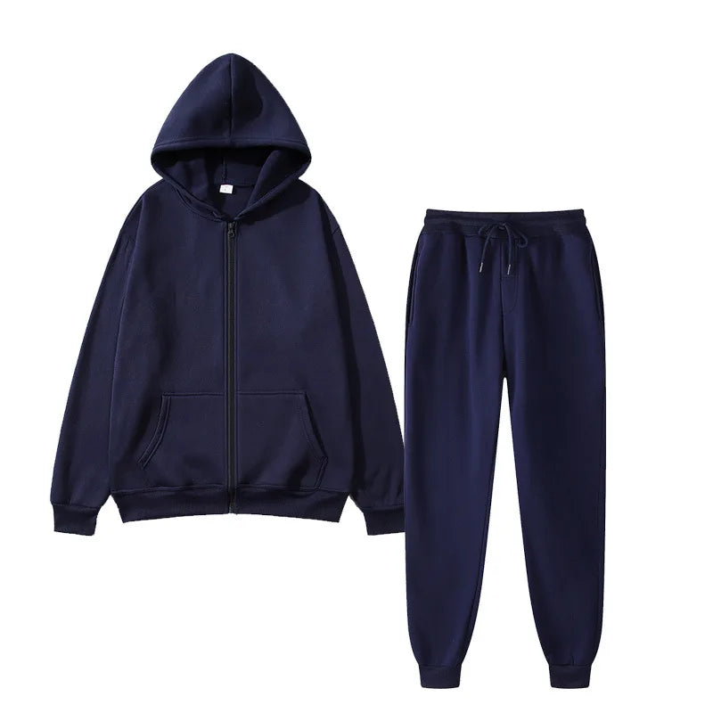 Unisex Winter Sportswear Set – Warm Hooded Zipper
