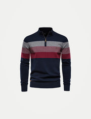 AIOPESON Men’s Patchwork Sweater – Mock Neck Zipper Pullover