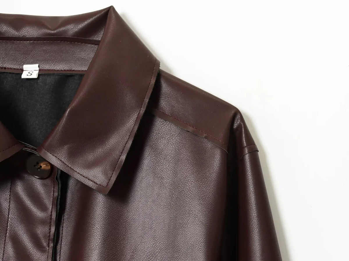 Women’s Autumn Casual Jacket – Solid Turn-Down Collar Coat with Pockets | Single-Breasted Streetwear Style