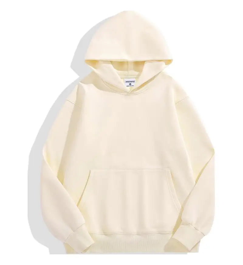 Men's 500 GSM Heavyweight Cotton Hoodie – Solid Color Casual Winter Sweatshirt