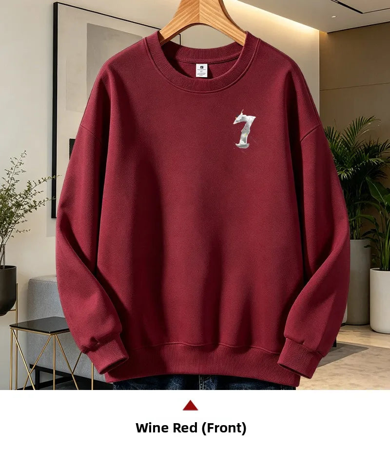 Men’s Casual Cotton Sweatshirt – Loose Fit Crew Neck Pullover | American Campus Style