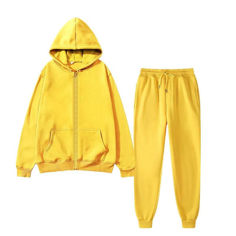 Unisex Winter Sportswear Set – Warm Hooded Zipper