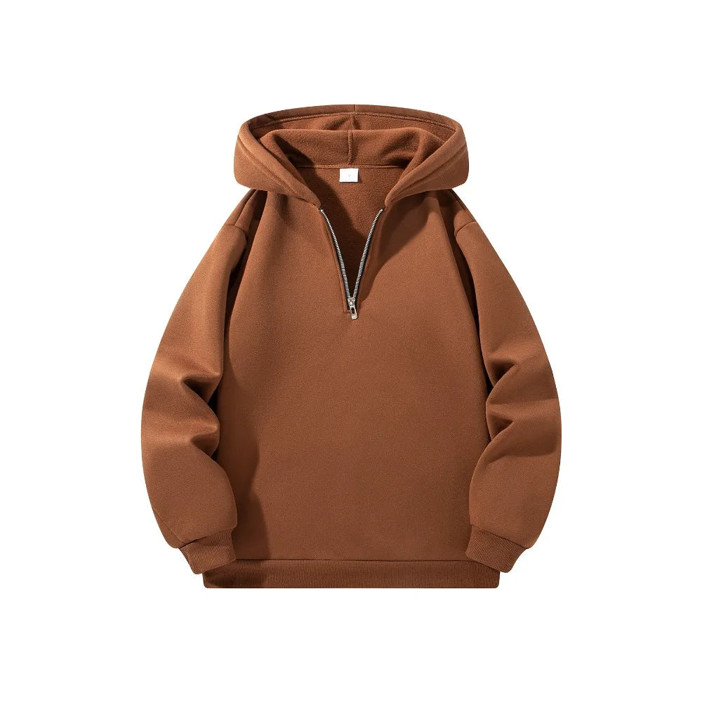 Men’s Half-Zip Hoodie – Loose Fit Long Sleeve Sweatshirt | Autumn Casual Pullover